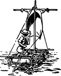 Vector drawing of scout pioneering raft