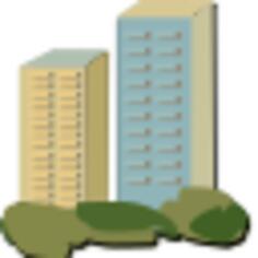 Vector drawing of two apartment blocks