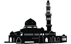 Wide mosque black and white silhouette vector image