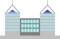 Vector clip art of two-tower office building
