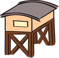 Vector image of building on poles
