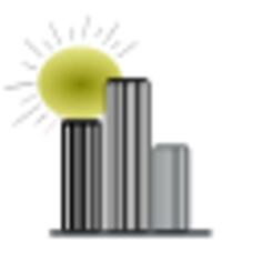 Skyscrapers silhouettes with the sun vector graphics