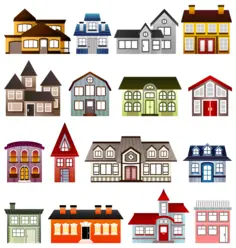 Vector image of set of colorful houses
