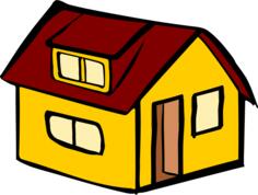 Vector image of yellow detached house with a red roof