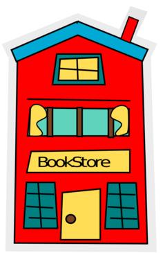 Vector clip art of cartoon bookstore