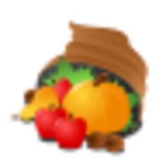 Vector clip art of food basket with a pumpkin