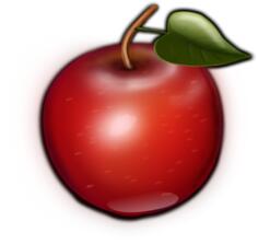 Vector image of brown tip and green leaf apple