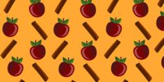 Vector image of apple and cinnamon pattern