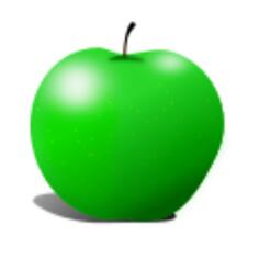 Vector graphics of green apple with two spotlights