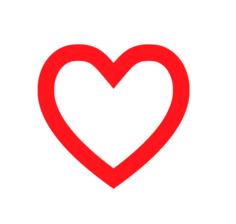 Vector image of a red heart with thick outline