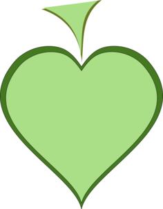 Green heart with dark green thick line border vector illustration