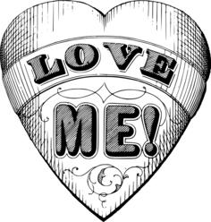 Vector drawing of Valentine's heart with words "Love me" written inside
