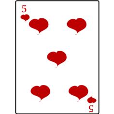 Five of hearts playing card vector image