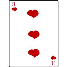 Three of hearts playing card vector graphics