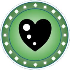 Green heart badge vector illustration
