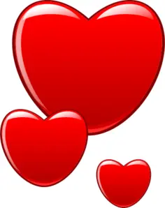 Vector clip art of glossy red hearts