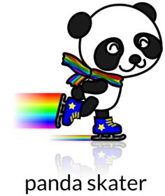 Vector image of rainbow trailpanda skate