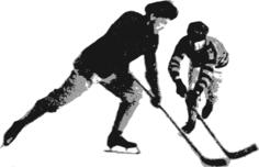 Vector graphics of ice hockey player couple