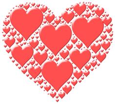 Vector illustration of red heart made out of many small hearts