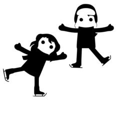 Ice skating children vector graphics