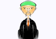 Vector illustration of green-haired old man