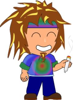 Vector image of hippie kid with a joint