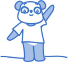 Vector image of happy Panda cartoon character in pastel blue