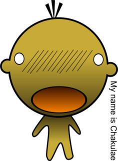 Vector drawing of big headed green boy character
