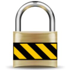 Vector graphics of bronze padlock with stripes