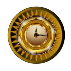 Gold wall clock vector graphics