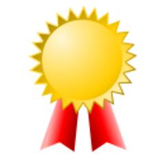Vector clip art of medal with red ribbon
