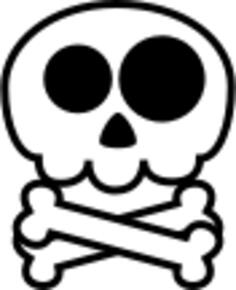 Vector drawing of simple skull with two bones below