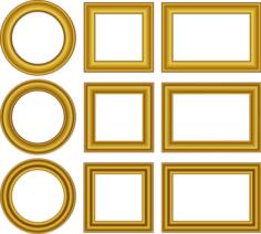 Vector image of set of gold frames