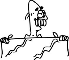 Vector clip art of line man behind towel