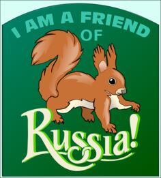 Vector drawing of red squirrel on Russia poster