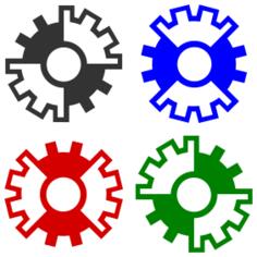 Vector illustration of 4 colored gear wheels