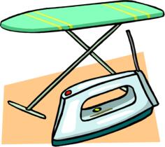 Ironing board and iron vector clip art