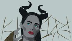 Vector image of woman with icy background