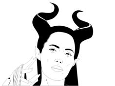 Vector clip art of lady with spiky hair and ears