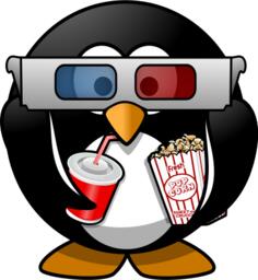 Vector illustration of cinema viewer penguin