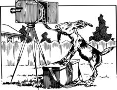 Vector clip art goat eating film tape