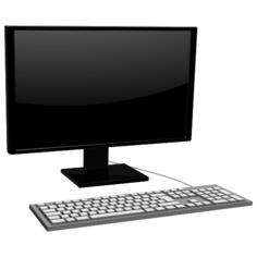 Vector image of monitor with keyboard