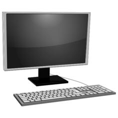 Desktop PC icon with gray monitor vector image