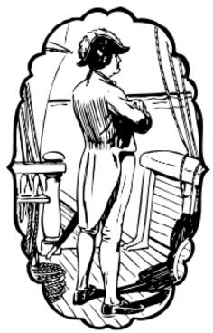 British sea captain on ship vector drawing