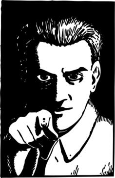 Creepy guy pointing vector image