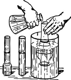 Vector clip art of displacement experiment