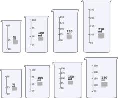 Beakers 50-250 ml vector illustration