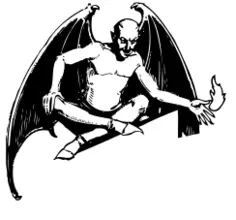 Vector illustration of sitting devil playing with fire