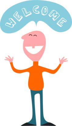 Vector clip art of male character saying welcome