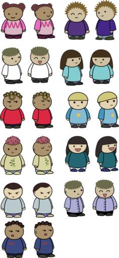 Vector illustration of mix and match character set